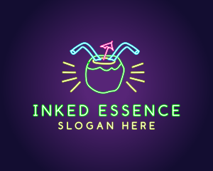 Neon Coconut Drink  logo design