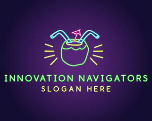 Neon Coconut Drink  logo design