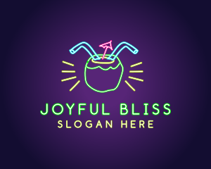 Neon Coconut Drink  logo design