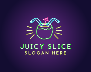 Neon Coconut Drink  logo design