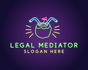 Neon Coconut Drink  logo design