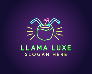 Neon Coconut Drink  logo design