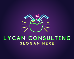 Neon Coconut Drink  logo design