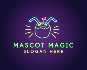 Neon Coconut Drink  logo design