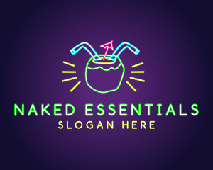 Neon Coconut Drink  logo design