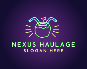 Neon Coconut Drink  logo design