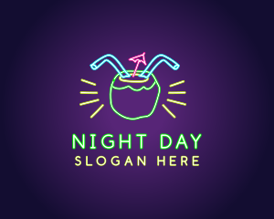 Neon Coconut Drink  logo design