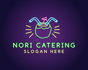 Neon Coconut Drink  logo design