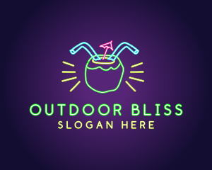 Neon Coconut Drink  logo design