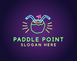 Neon Coconut Drink  logo design