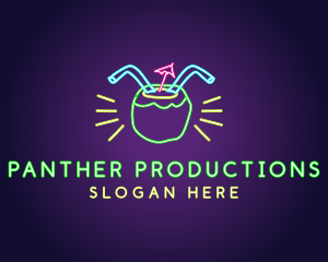 Neon Coconut Drink  logo design