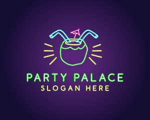 Neon Coconut Drink  logo design