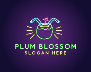 Neon Coconut Drink  logo design