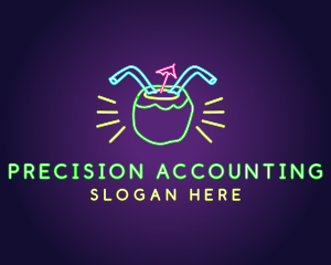 Neon Coconut Drink  logo design