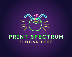 Neon Coconut Drink  logo design