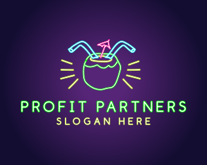 Neon Coconut Drink  logo design