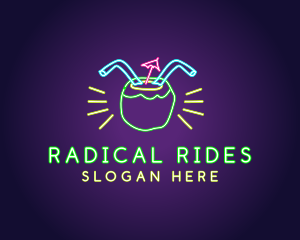 Neon Coconut Drink  logo design