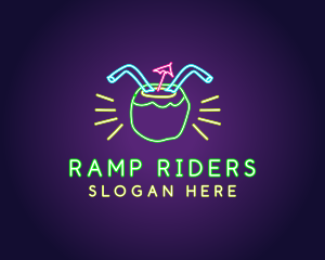 Neon Coconut Drink  logo design