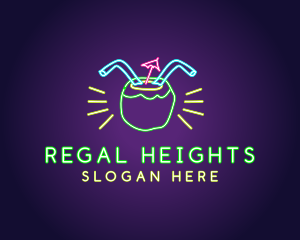 Neon Coconut Drink  logo design