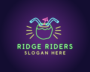 Neon Coconut Drink  logo design