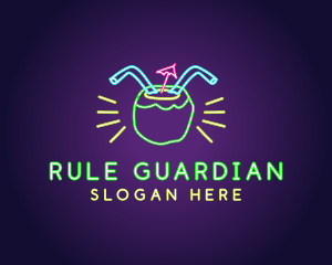 Neon Coconut Drink  logo design