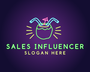 Neon Coconut Drink  logo design