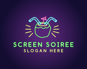 Neon Coconut Drink  logo design