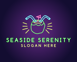 Neon Coconut Drink  logo design