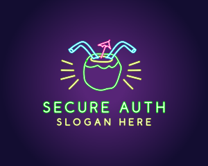 Neon Coconut Drink  logo design