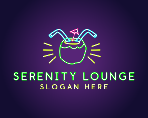 Neon Coconut Drink  logo design