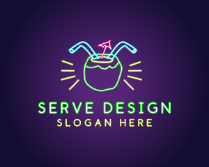 Neon Coconut Drink  logo design