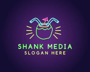 Neon Coconut Drink  logo design