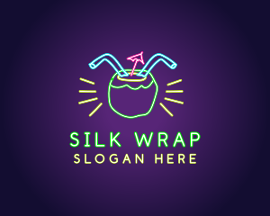 Neon Coconut Drink  logo design