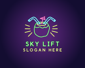 Neon Coconut Drink  logo design