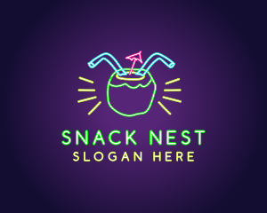 Neon Coconut Drink  logo design