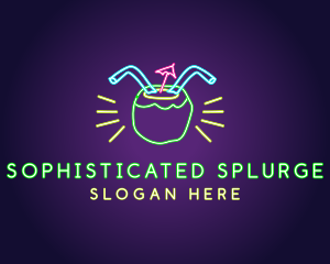 Neon Coconut Drink  logo design