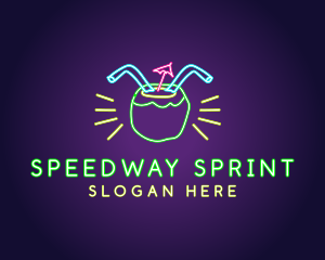 Neon Coconut Drink  logo design