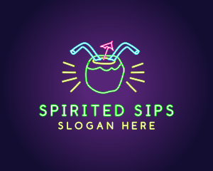 Neon Coconut Drink  logo design