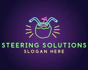 Neon Coconut Drink  logo design