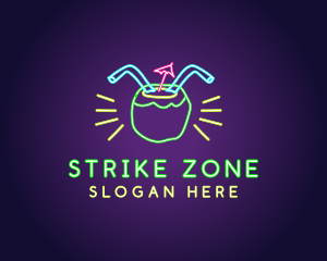 Neon Coconut Drink  logo design