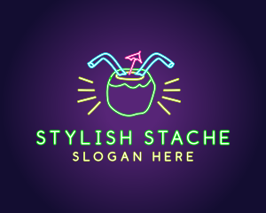 Neon Coconut Drink  logo design