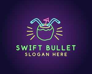 Neon Coconut Drink  logo design