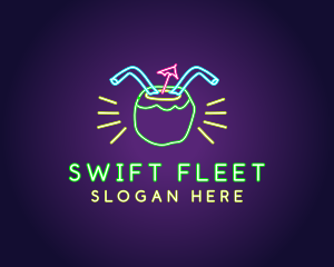 Neon Coconut Drink  logo design