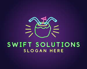 Neon Coconut Drink  logo design