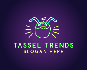 Neon Coconut Drink  logo design