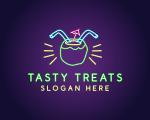 Neon Coconut Drink  logo design