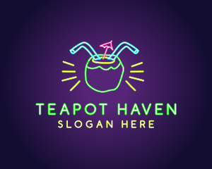 Neon Coconut Drink  logo design