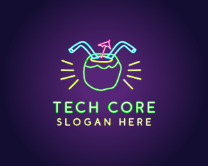 Neon Coconut Drink  logo design