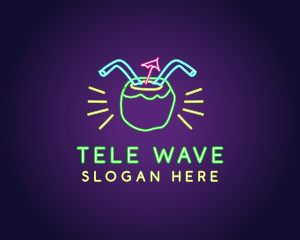 Neon Coconut Drink  logo design