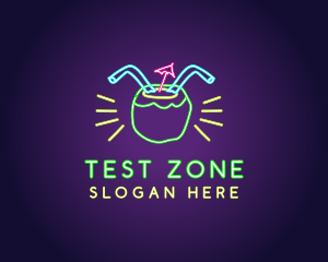 Neon Coconut Drink  logo design